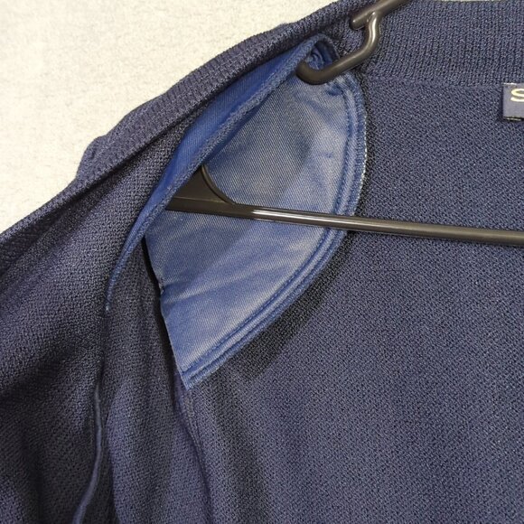 St. John Cardigan Women's L Blue Santana Knit Nautical Golden Buttons Epaulettes - Picture 10 of 13